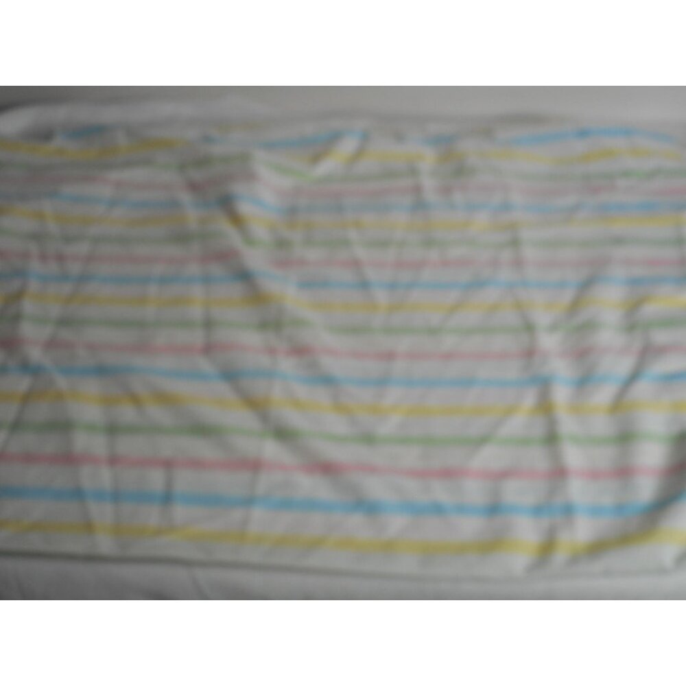 Vintage Wamsutta 50/50 cotton poly striped Yellow Green Pink Standard Pillowcase - Picture 2 of 4